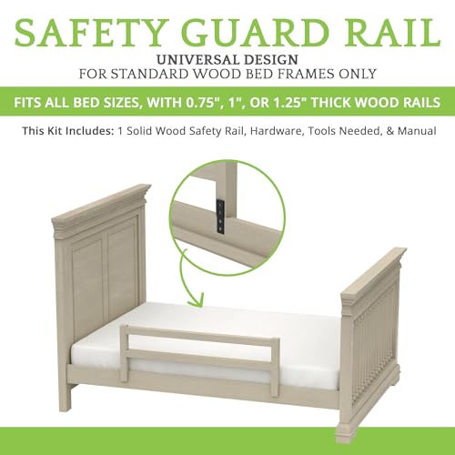 Image of CC KITS Safety Guard Rail for Baby, Kids, and Children - Solid Wood Safety Bed Rail for Toddlers - Easy Installation - Premium Protection for Bunk, Twin, Full, Queen and King Size Beds - (Ash Grey)