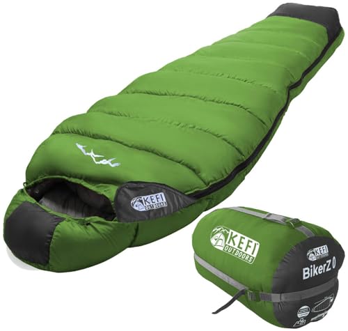 Kefi Outdoors BikerZ Green 0 Deg C Mummy Army Travelling Sleeping Bag