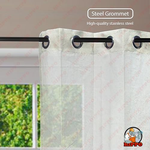 Image of HIPPO 160 GSM Outdoor Sun Blocking Balcony Eyelet /Grommet Curtains Sun & UV Protection, Light Filtering 3FTX8FT Door Curtain (Sand-White)