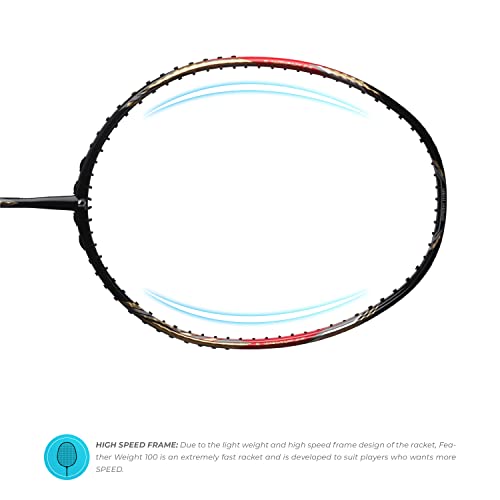 Apacs Feather Weight 55 (Light Weight, Japanese Graphite) Unstrung Badminton Racket (Black Red)