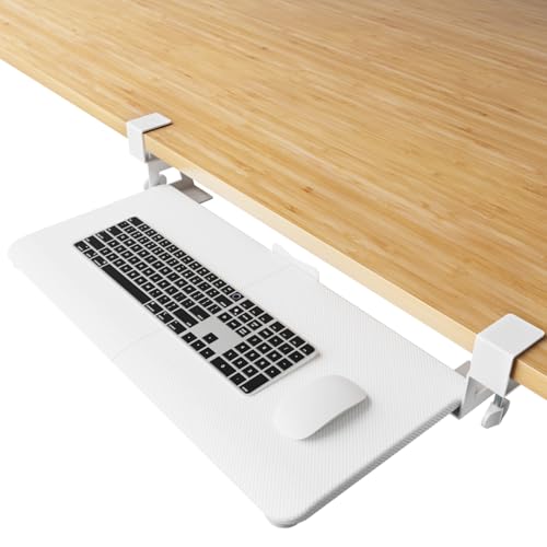 NearHub Large Keyboard Tray Under Desk Slide Out with Extra Sturdy C Clamp Mount System,26'' (30''...
