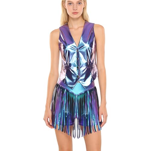 Ensemble deux pièces métallique femme pour soirée rave et festival chic