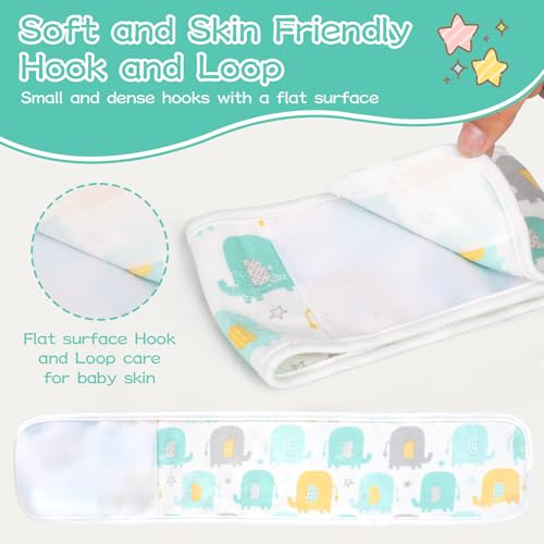 Image of 4 Pack Baby Umbilical Cord Belly Band, Soft Cotton Adjustable Newborn Navel Wrap, Cartoon Elephant Baby Tummy Protector for 0-12 Months, Infant Gift