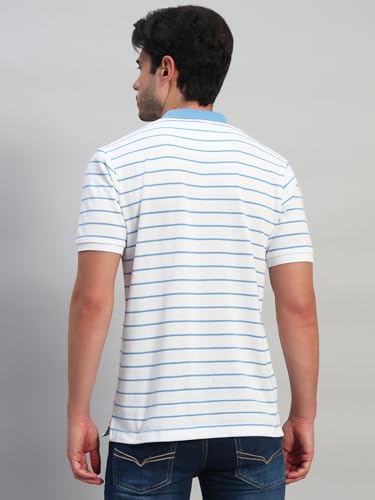Image of Cantabil Men's Striped Polo Neck Half Sleeves Casual T-Shirt (P MTSH00895)