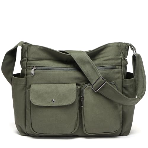 Image of Canvas Casual Messenger Bag Hobo Crossbody Bag Canvas Shouder Tote Handbag for Women and Men