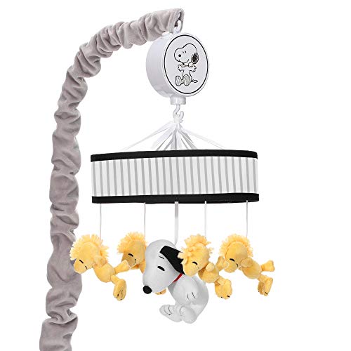 Image of Lambs & Ivy Classic Snoopy Musical Baby Crib Mobile Soother Toy - Black/Yellow