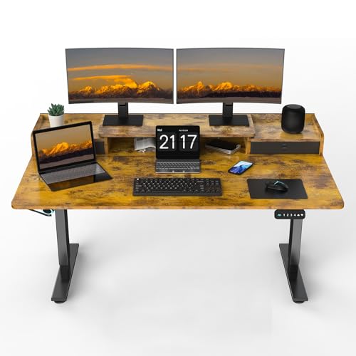 ExaDesk 63 x 30 Inch Electric Standing Desk with 2 Drawers, Adjustable Height Widened Stand Up Desk...