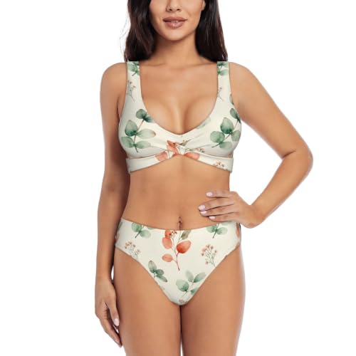 Maillot de bain deux pièces push-up Plant Diary à triangle réglable