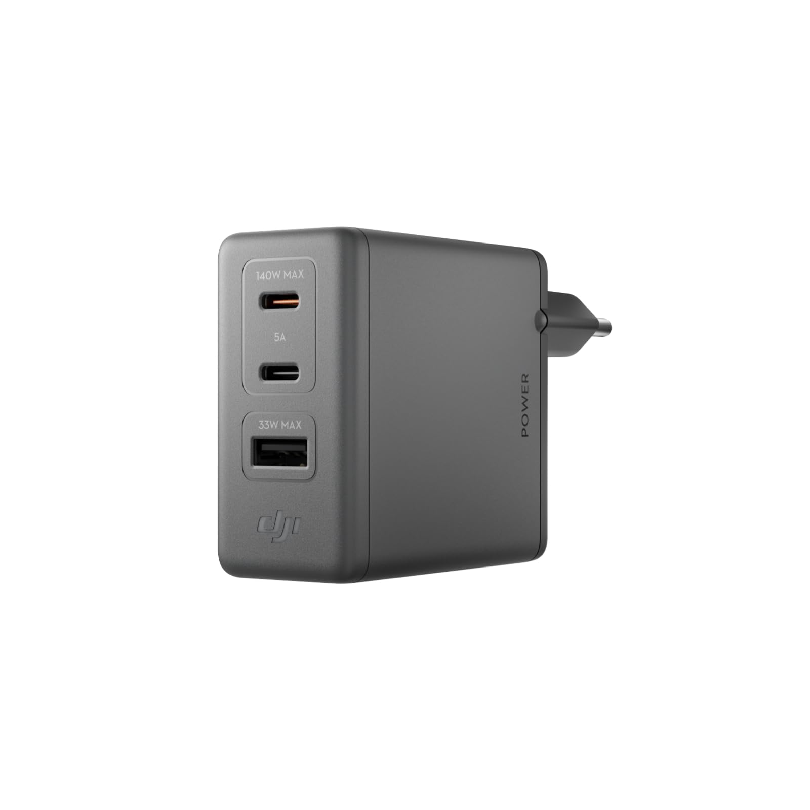 Caricabatterie GaN da 140 W DJI Power (senza cavo), ricarica rapida | Uscita da 140 W, 3 porte, controllo della temperatura, PD 3.1, allocazione dinamica della potenza, caricabatterie per laptop