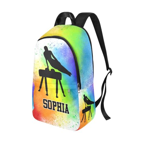Personalized Gymnastics Rainbow Backpack with Name Custom Travel Bag for women Men2