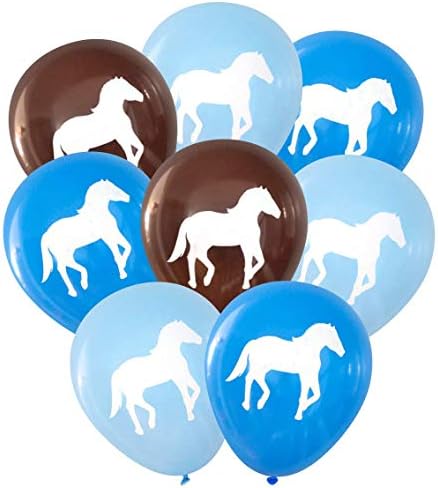Horse Latex Balloons, 16 pcs (Blues & Dark Brown)