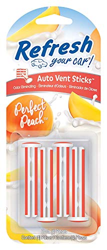 Refresh Your Car! Car Air Freshener, Odor Eliminator, Set of 4 Auto Vent Sticks, Perfect Peach Scent