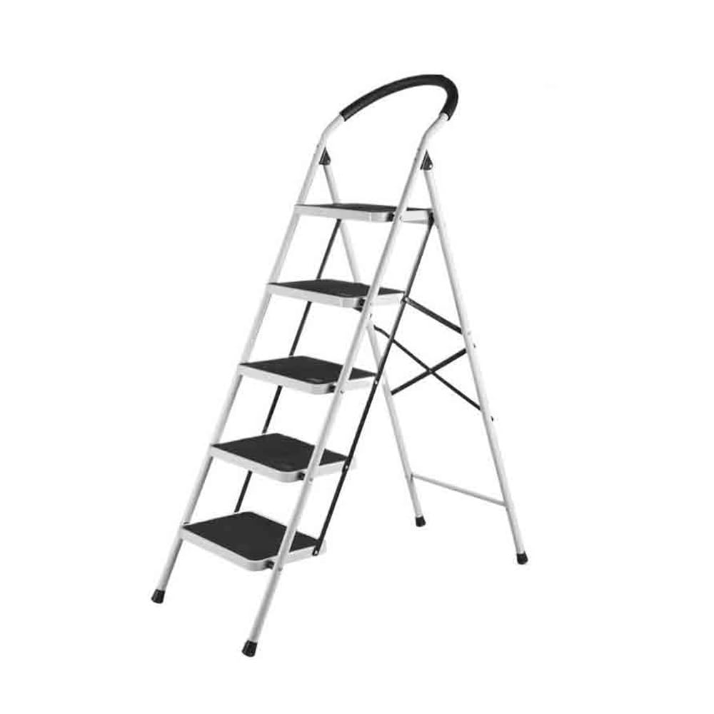 step ladder 2/3/4/5 Ladder Stool Thickened and Widened Family Household Indoor Multifunctional Folding garage step ladder(White,XL)