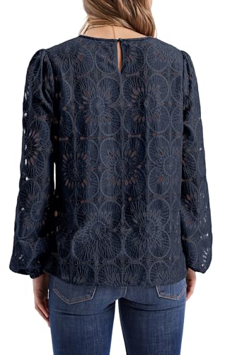Image of OFEEFAN Blouses for Women Dressy Casual Spring Tops 2026 Summer Outfits Flower Lace Crochet Long Sleeve Shirts
