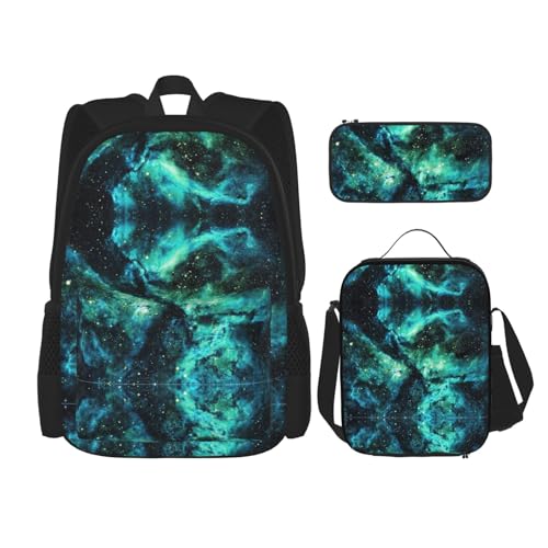 Dancing Skeleton Bears Print 3 Piece Set Backpack, Lunch Bag, Pencil Case, Cute Sturdy For College And Travel