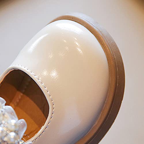 Fashion Spring and Summer Children Casual Shoes Girls Leather Shoes Dress Shoes Thick Soles Comfortable Neoprene Boots (Beige, 10.5-11 Years Big Kids)4