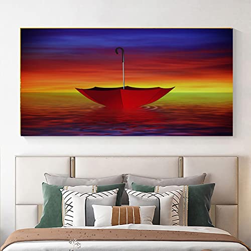 Affiches et gravures mur art photos de mer avec parapluie coloré déco maison 60x120cm