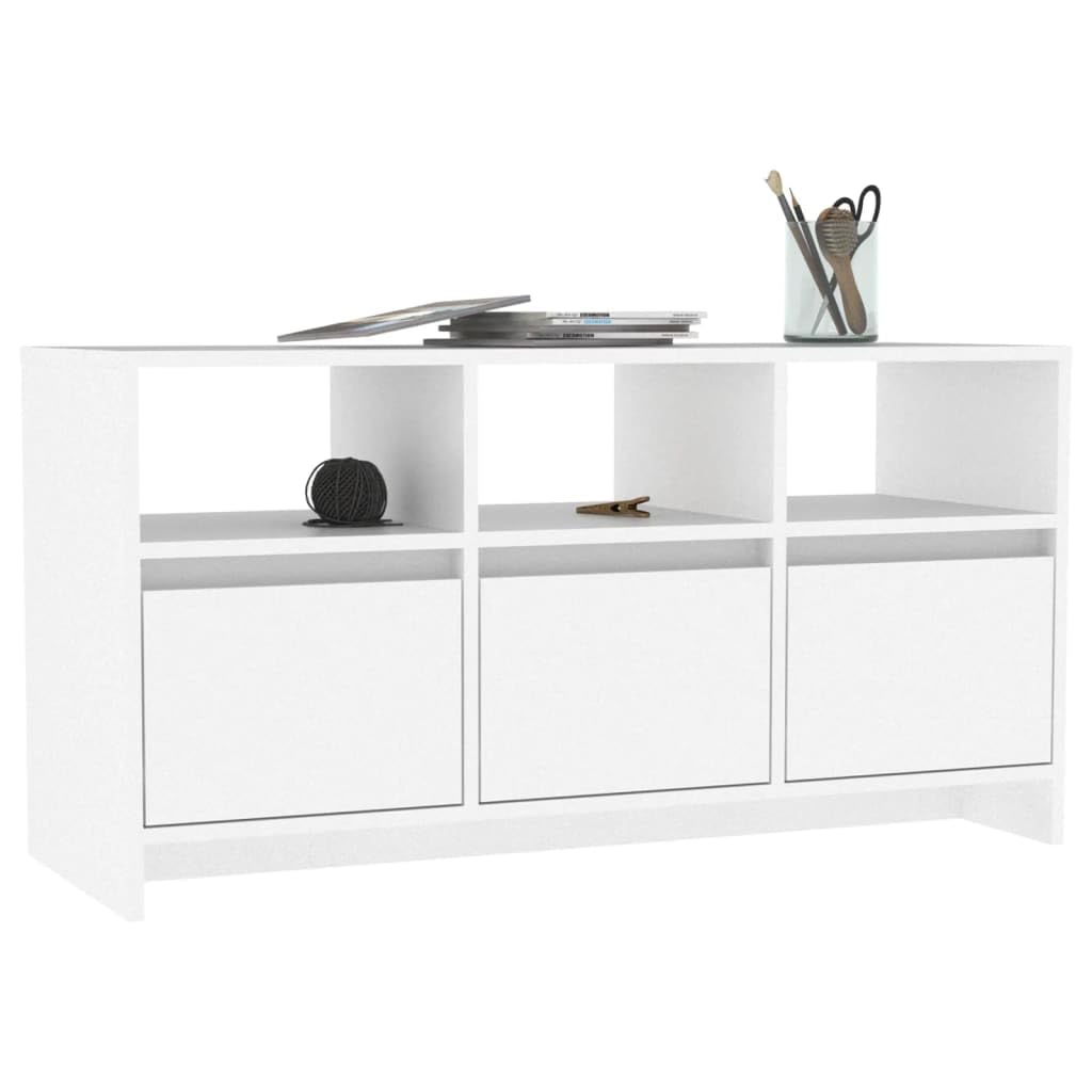 Console multimediale TV per sala giochi, camera da letto, mobile multimediale, console TV, bianco, 102 x 37,5 x 52,5 cm, materiale in legno, adatto per soggiorno, camera da letto