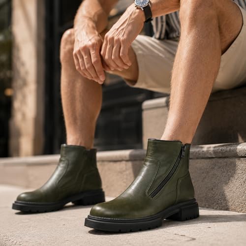 Image of Men's Premium Leather Chelsea Boots | Double Elastic Gussets & Breathable OrthoLite Anti-Odor Insoles | Slip-Resistant Rubber Outsole, Leather Lined for All-Day Comfort (Casual & Work)