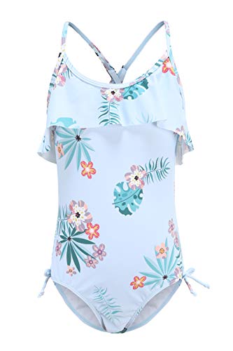 Image of Girls One Piece Swimsuits Ruffle Bathing Suit Kids Hawaiian Floral Swimwear 3-16 Years