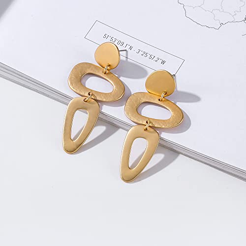 Matte Gold Dangle Earrings for Women Big Drop Earrings Long Geometric Statement Earrings for Women3