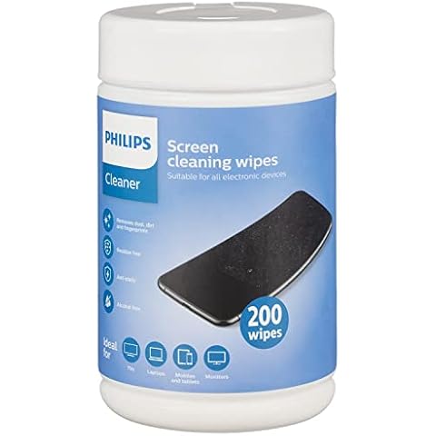 Professional Phylieps Screen Cleaning Wipes (200 count) - Removes Dust, Dirt and Fingerprints - Residue Free - Anti Static - Alcohol Free - Screen Cleaning Wipes for Laptops, PC, Smartphones, Tablets Cover