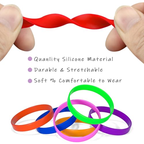 Image of Morcheiong 12 Pieces Silicone Bracelets Solid Color Rubber Wristbands for Adults Teen Party Favors, 12 Colors