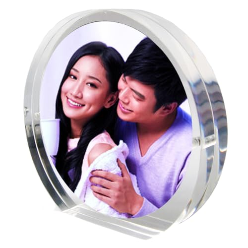 Acrylic Picture Frame,Magnetic Photo Block Frame, Clear Frameless Desktop Horizontal Display Double Sided,2x3