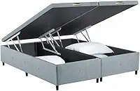 Box Baú Premium Linho Cinza Queen - SONO DESIGN