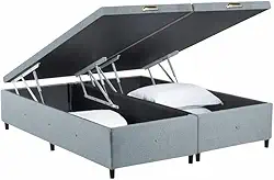 Box Baú Premium Linho Cinza Queen - SONO DESIGN