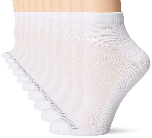 Fruit of the Loom Women s Everyday Soft Cushioned Ankle Socks 10 Pair, White, Shoe Size: 4-10