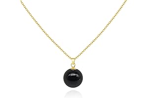 Black Tourmaline Crystal Pendant Necklace with Adjustable 925 Sterling Silver Gold-Plated Chain