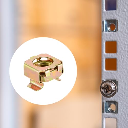 QUARKZMAN M10 Käfigmuttern für Serverschrank, aus kohlenstoffhaltigem Stahl gelb verzinkt, Packung mit 5