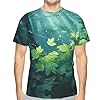 Illustration Digital Art Leaf Print Stylish Soft Men's T-Shirts,Short Sleeve Tees for Men,Perfect for Everyday Wear Black #1