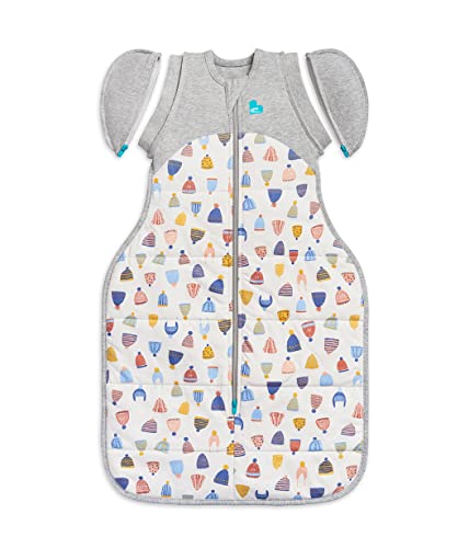 Image of Love to Dream Swaddle UP Transition Bag Warm 2.5 TOG, Medium, 13-19 lbs, Patented Zip-Off Wings, Gently Help Baby Safely Transition from Being Swaddled to Arms Free Before Rolling Over, Happy Hats