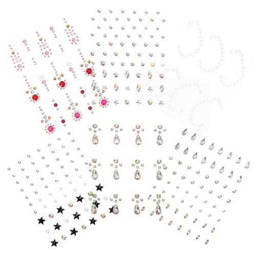 MOTHNUR 6 hojas Pegatinas de Gemas Faciales Autoadhesivas para Maquillaje de Diamantes de Imitación Brillantes para Ojos y Cara Decoración para Fiestas y Festivales