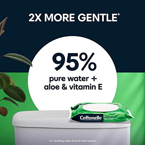 Cottonelle Gentleplus Flushable Wet Wipes With Aloe & Vitamin E, Adult Wet Wipes, 6 Flip-Top Packs, 42 Wipes Per Pack (6 Packs Of 42) (252 Total Flushable Wipes), Packaging May Vary #TOP3