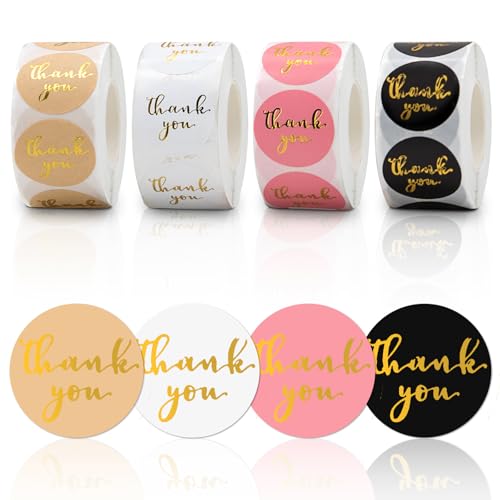 2000 Pcs Thank You Stickers Self Adhesive Gift Label Stickers Tag Stickers for Gift Wrapping Baking Christmas Wedding Decoration