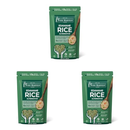 Image of Pink Harvest Farms Edamame Rice Alternative, 200g | Diabetic-Friendly | High Protein | Low GI | Gluten-Free | Keto-Friendly | Plant-Based Low Carb Rice Substitute (Pack of 3)