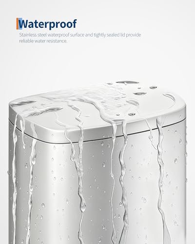 Image of Garvee 13 gal (50 L) and 2.6 gal (10 L) Stainless Steel Trash Can Combo Set, Rustproof Garbage Can with Lid for Kitchen and Bathroom, Step-on Trash Bin with Inner Bucket, Rear Handle, Silver