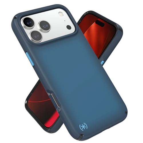 Image of Speck Presidio LUX for iPhone 17 Pro Max Case, MagSafe-Compatible, Slim Protective Case, DEEP SEA Fade /Black /Spell Blue