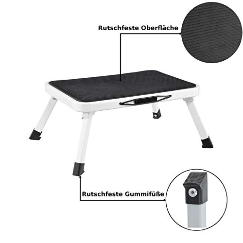 Wohnwagen Trittstufe klappbar - Tritt belastbar bis 150 kg - Camping Klapptritt mit Rutschfester Oberfläche