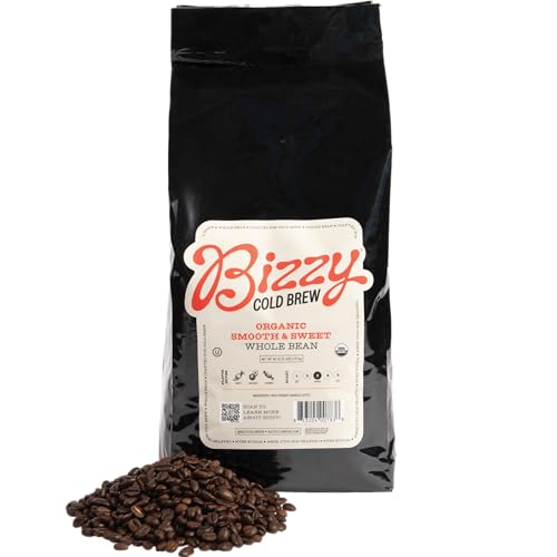 Bizzy Organic Cold Brew Coffee | Smooth & Sweet Blend | Whole Bean Coffee | Medium Roast | 100% Arabica | 5 LB