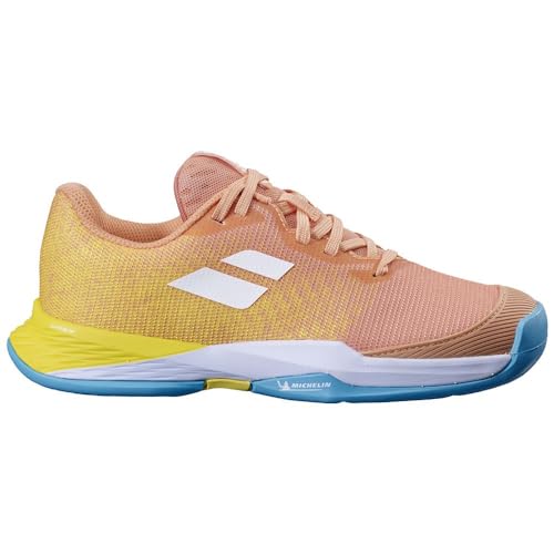 Babolat Jet Mach 3 Junior All Court Girl Tennis Shoes (Coral/Gold Fusion) (Coral/Gold Fusion, US Footwear Size System, Big Kid, Numeric, Medium, 6.5)