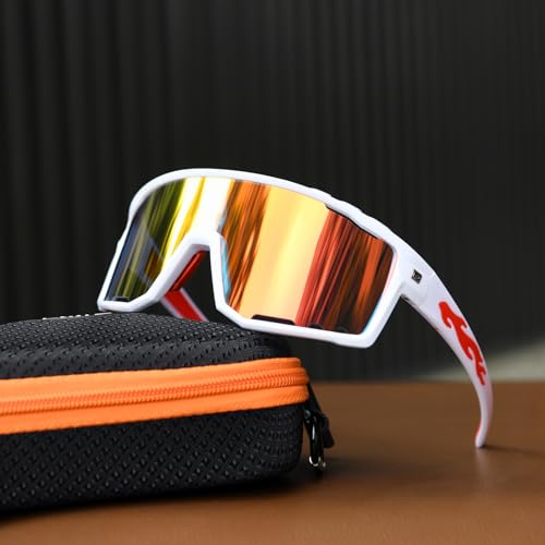 PAIS Photochromic Sport Sunglasses for Big Heads, Man Women XXL Shades - Wide Temple Fit, Flame Motif, Cycling Biking Running2