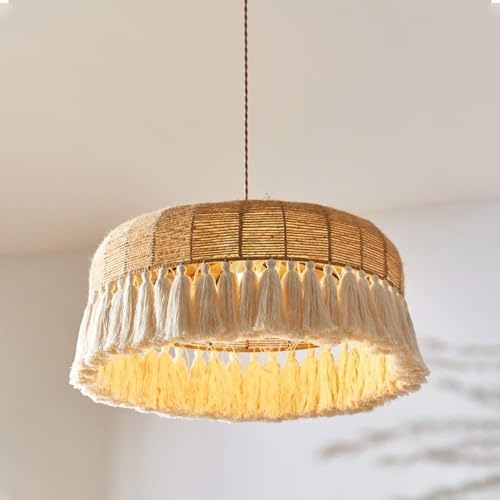 Suspension en rotin Boho vintage 15.8" pour illuminer un îlot de cuisine