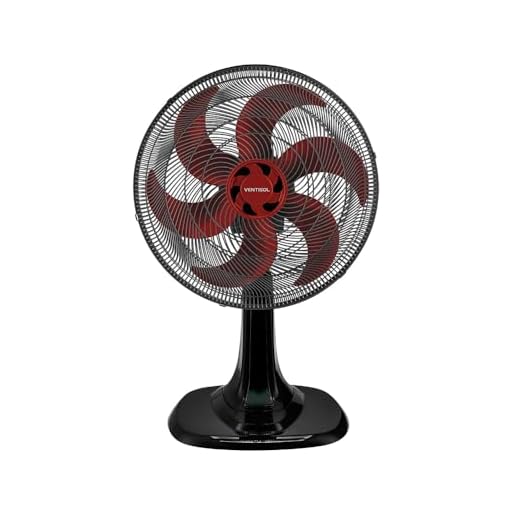 Ventisol Ventilador de Mesa Oscilante, Turbo 6 Pás Premium, Vermelho, 30cm, 127V