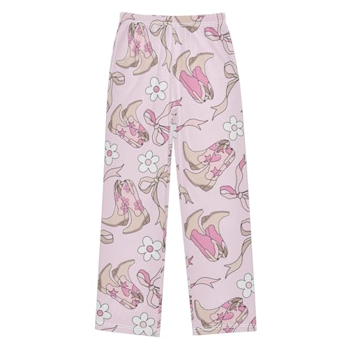 Cowgirl Boots Boys Pants Boys Athletic Pants Long Pant for Boywith Pockets Wide-Leg Size 6-14Y