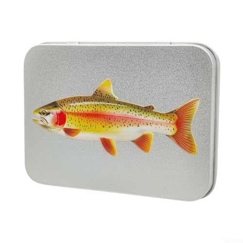 Dolvitrny Caja de pesca con mosca – Caja compacta de aparejos de hojalata forrada de esponja, contenedor ligero de almacenamiento de cebo para moscas, pequeño organizador de accesorios de señuelo al