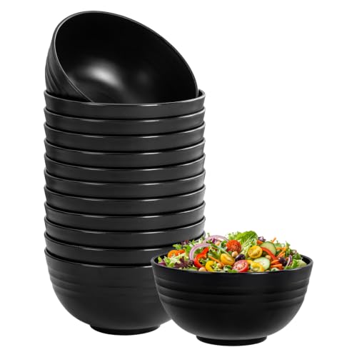 LIYH 12pcs Black Wheat Straw Unbreakable Cereal Bowls
